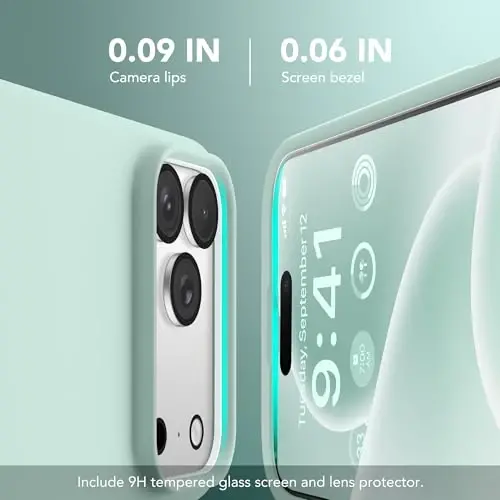 GONEZ Magnetic for iPhone 17 Pro Case, [Compatible with MagSafe] Anti-Scratch Microfiber Lining & Screen Protector, Silicone Camera Control, Shockproof Slim Phone Cover 6.3 inch, Mint Green - 2