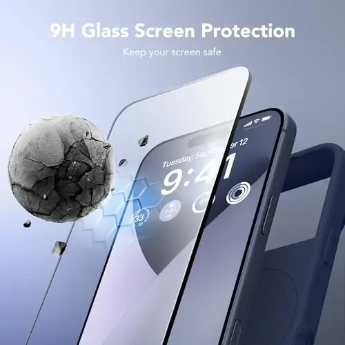 GONEZ Magnetic for iPhone 17 Pro Case, [Compatible with MagSafe] Anti-Scratch Microfiber Lining & Screen Protector, Silicone Camera Control, Shockproof Slim Phone Cover 6.3 inch, Navy Blue - GONEZ (1)