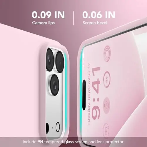 GONEZ Magnetic for iPhone 17 Pro Case, [Compatible with MagSafe] Anti-Scratch Microfiber Lining & Screen Protector, Silicone Camera Control, Shockproof Slim Phone Cover 6.3 inch, Pastel Pink - 1