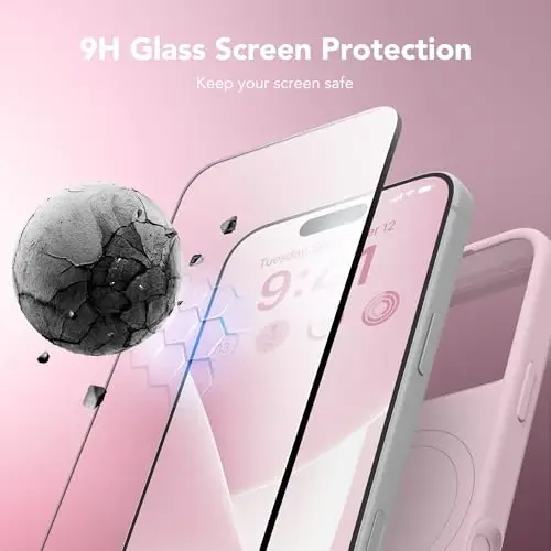 GONEZ Magnetic for iPhone 17 Pro Case, [Compatible with MagSafe] Anti-Scratch Microfiber Lining & Screen Protector, Silicone Camera Control, Shockproof Slim Phone Cover 6.3 inch, Pastel Pink - 3