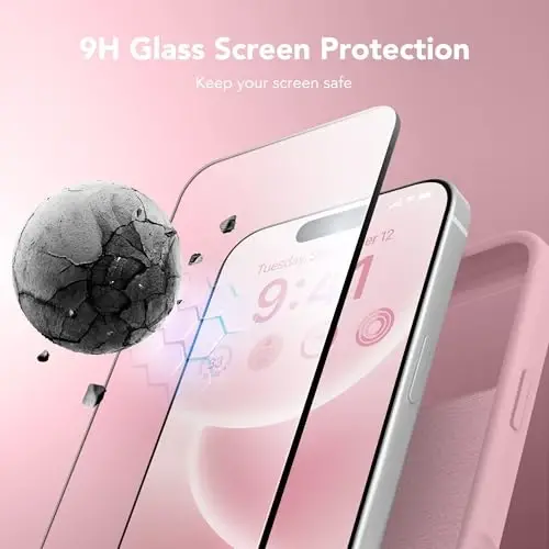 GONEZ Magnetic for iPhone 17 Pro Case, [Compatible with MagSafe] Anti-Scratch Microfiber Lining & Screen Protector, Silicone Camera Control, Shockproof Slim Phone Cover 6.3 inch, Peach Pink - 2