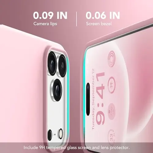GONEZ Magnetic for iPhone 17 Pro Case, [Compatible with MagSafe] Anti-Scratch Microfiber Lining & Screen Protector, Silicone Camera Control, Shockproof Slim Phone Cover 6.3 inch, Peach Pink - 3