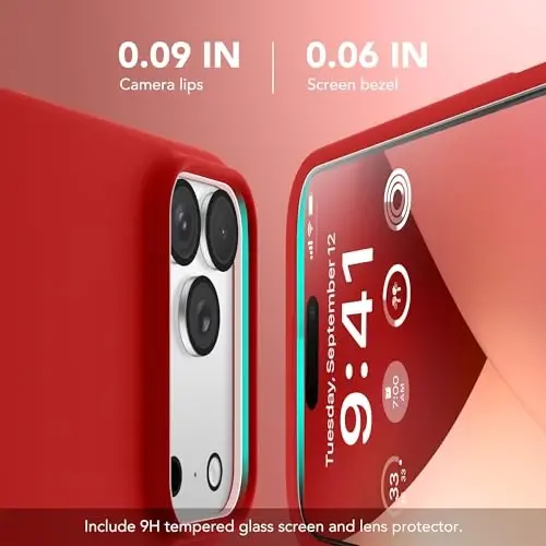 GONEZ Magnetic for iPhone 17 Pro Case, [Compatible with MagSafe] Anti-Scratch Microfiber Lining & Screen Protector, Silicone Camera Control, Shockproof Slim Phone Cover 6.3 inch, Red - 2