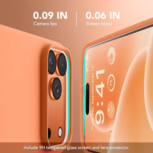 GONEZ Magnetic for iPhone 17 Pro Case, [Compatible with MagSafe] Anti-Scratch Microfiber Lining & Screen Protector, Silicone Camera Control, Shockproof Slim Phone Cover 6.3 inch, Starry Orange - 3