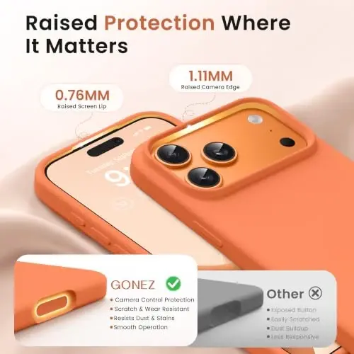 GONEZ Magnetic for iPhone 17 Pro Case, Silicone Cover Starry Orange | Compatible with MagSafe, Camera Button & Screen Protector, Microfiber Lining, 3 Layers Soft Gel Rubber Shockproof Slim 6.3