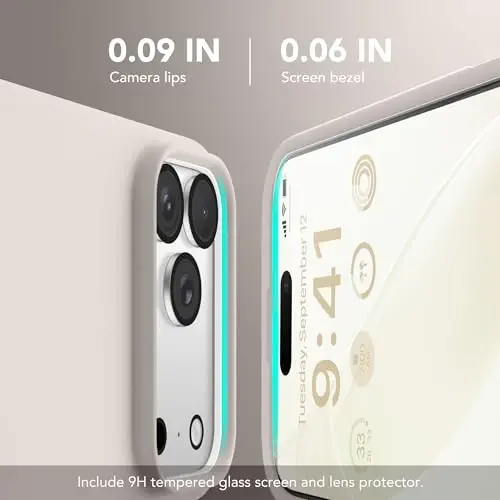 GONEZ Magnetic for iPhone 17 Pro Case, [Compatible with MagSafe] Anti-Scratch Microfiber Lining & Screen Protector, Silicone Camera Control, Shockproof Slim Phone Cover 6.3 inch, Stone - 2