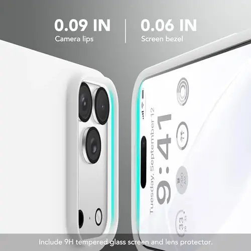 GONEZ Magnetic for iPhone 17 Pro Case, [Compatible with MagSafe] Anti-Scratch Microfiber Lining & Screen Protector, Silicone Camera Control, Shockproof Slim Phone Cover 6.3 inch, White - GONEZ (1)