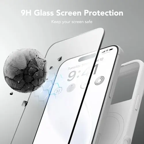 GONEZ Magnetic for iPhone 17 Pro Case, [Compatible with MagSafe] Anti-Scratch Microfiber Lining & Screen Protector, Silicone Camera Control, Shockproof Slim Phone Cover 6.3 inch, White - 3