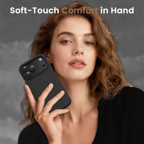 GONEZ Magnetic for iPhone 17 Pro Case, Silicone Cover Black | Compatible with MagSafe, Camera Button & Screen Protector, Microfiber Lining, 3 Layers Soft Gel Rubber Shockproof Slim 6.3