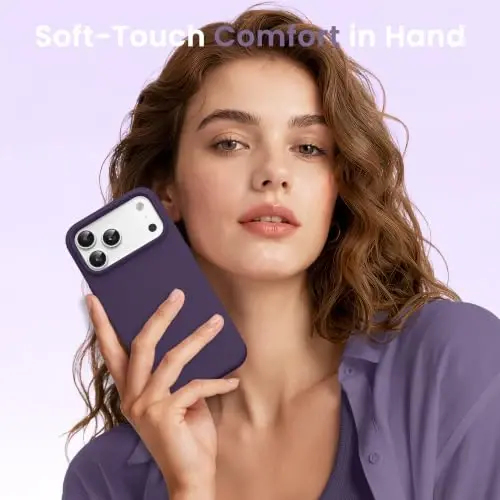 GONEZ Magnetic for iPhone 17 Pro Case, Silicone Cover Deep Purple | Compatible with MagSafe, Camera Button & Screen Protector, Microfiber Lining, 3 Layers Soft Gel Rubber Shockproof Slim 6.3