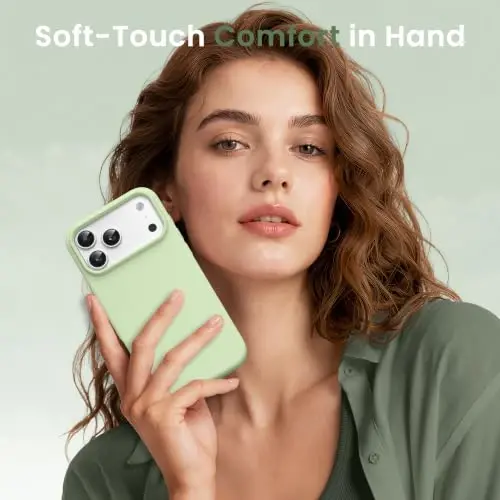 GONEZ Magnetic for iPhone 17 Pro Case, Silicone Cover Green | Compatible with MagSafe, Camera Button & Screen Protector, Microfiber Lining, 3 Layers Soft Gel Rubber Shockproof Slim 6.3