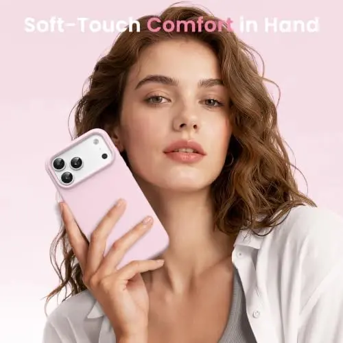 GONEZ Magnetic for iPhone 17 Pro Case, Silicone Cover Pastel Pink | Compatible with MagSafe, Camera Button & Screen Protector, Microfiber Lining, 3 Layers Soft Gel Rubber Shockproof Slim 6.3