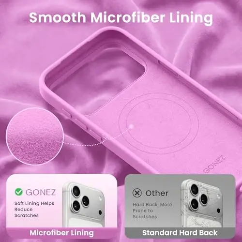 GONEZ Magnetic for iPhone 17 Pro Max Case, [Compatible with MagSafe] Anti-Scratch Microfiber Lining & Screen Protector, Silicone Camera Control, Shockproof Slim Phone Cover 6.9 inch, Cherry Blossom - 5