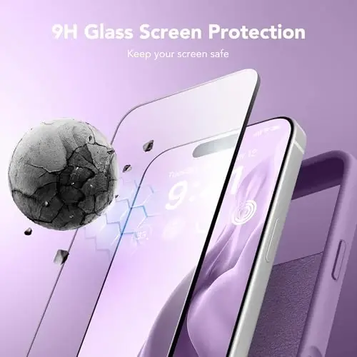 GONEZ Magnetic for iPhone 17 Pro Max Case, [Compatible with MagSafe] Anti-Scratch Microfiber Lining & Screen Protector, Silicone Camera Control, Shockproof Slim Phone Cover 6.9 inch, Light Purple - 3