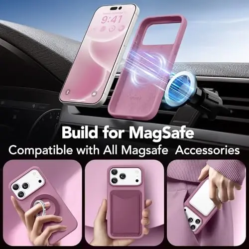 GONEZ Magnetic for iPhone 17 Pro Max Case, Compatible with MagSafe, [Screen Protector + Camera Lens Protector], Liquid Silicone Anti-Scratch Shockproof Protective Phone Case 6.9 inch, Blackcurrant - 4