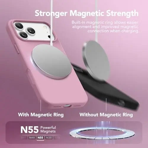 GONEZ Magnetic for iPhone 17 Pro Max Case, [Compatible with MagSafe] Anti-Scratch Microfiber Lining & Screen Protector, Silicone Camera Control, Shockproof Slim Phone Cover 6.9 inch, Blackcurrant - 4