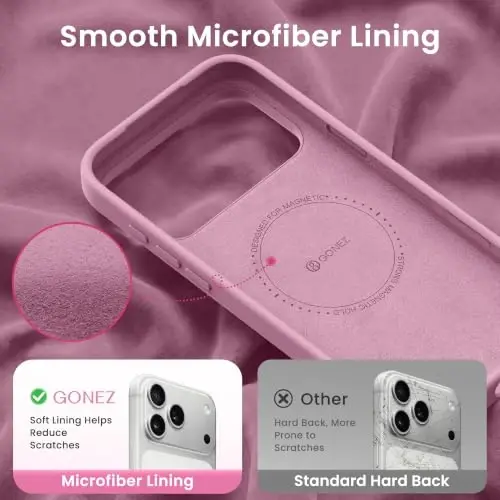 GONEZ Magnetic for iPhone 17 Pro Max Case, [Compatible with MagSafe] Anti-Scratch Microfiber Lining & Screen Protector, Silicone Camera Control, Shockproof Slim Phone Cover 6.9 inch, Blackcurrant - 5
