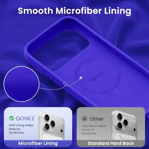 GONEZ Magnetic for iPhone 17 Pro Max Case, [Compatible with MagSafe] Anti-Scratch Microfiber Lining & Screen Protector, Silicone Camera Control, Shockproof Slim Phone Cover 6.9 inch, Cobalt Blue - 5