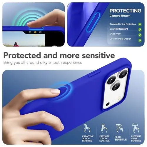 GONEZ Magnetic for iPhone 17 Pro Max Case, Compatible with MagSafe, [Screen Protector + Camera Lens Protector], Liquid Silicone Anti-Scratch Shockproof Protective Phone Case 6.9 inch, Cobalt Blue - 5