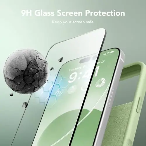 GONEZ Magnetic for iPhone 17 Pro Max Case, [Compatible with MagSafe] Anti-Scratch Microfiber Lining & Screen Protector, Silicone Camera Control, Shockproof Slim Phone Cover 6.9 inch, Green - 4