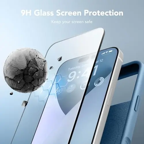 GONEZ Magnetic for iPhone 17 Pro Max Case, [Compatible with MagSafe] Anti-Scratch Microfiber Lining & Screen Protector, Silicone Camera Control, Shockproof Slim Phone Cover 6.9 inch, Mist Blue - 2