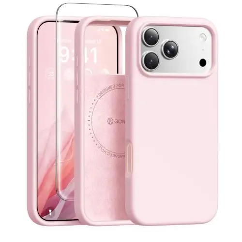 GONEZ Magnetic for iPhone 17 Pro Max Case, [Compatible with MagSafe] Anti-Scratch Microfiber Lining & Screen Protector, Silicone Camera Control, Shockproof Slim Phone Cover 6.9 inch, Pastel Pink - GONEZ