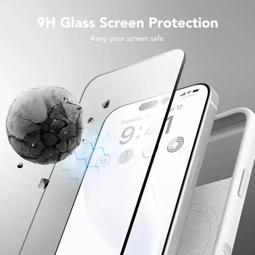 GONEZ Magnetic for iPhone 17 Pro Max Case, [Compatible with MagSafe] Anti-Scratch Microfiber Lining & Screen Protector, Silicone Camera Control, Shockproof Slim Phone Cover 6.9 inch, White - 2