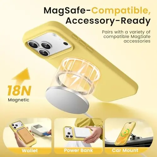 GONEZ Magnetic for iPhone 17 Pro Max Case, [Compatible with MagSafe]Anti-Scratch Microfiber Lining & Screen Protector, Silicone Camera Control, Shockproof Slim Phone Cover 6.9 inch, Buttercream Yellow - 2