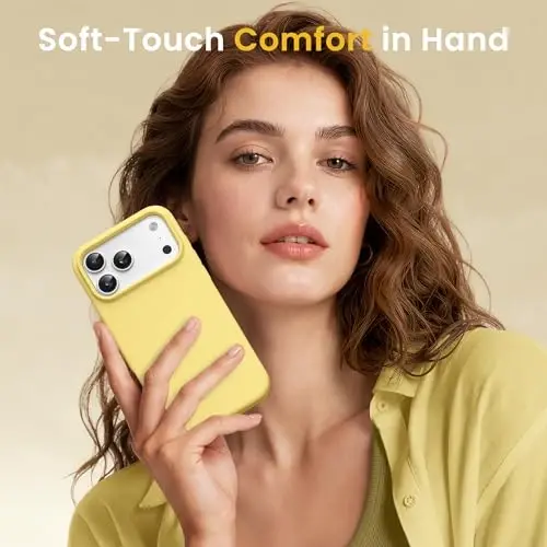 GONEZ Magnetic for iPhone 17 Pro Max Case, [Compatible with MagSafe]Anti-Scratch Microfiber Lining & Screen Protector, Silicone Camera Control, Shockproof Slim Phone Cover 6.9 inch, Buttercream Yellow - 6