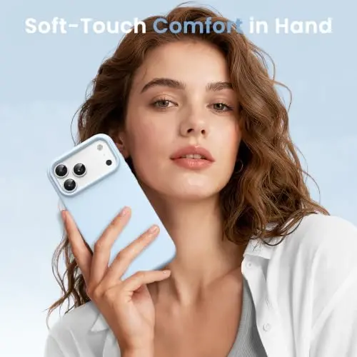 GONEZ Magnetic for iPhone 17 Pro Max Case, Silicone Cover Blue | Compatible with MagSafe, Camera Button & Screen Protector, Microfiber Lining, 3 Layers Soft Gel Rubber Shockproof Slim 6.9