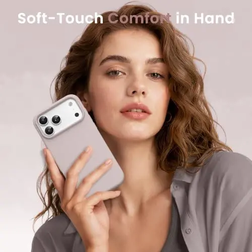 GONEZ Magnetic for iPhone 17 Pro Max Case, Silicone Cover Light Taro | Compatible with MagSafe, Camera Button & Screen Protector, Microfiber Lining, 3 Layers Soft Gel Rubber Shockproof Slim 6.9