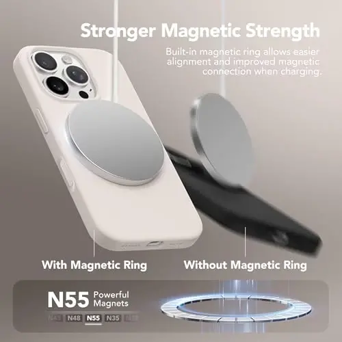 GONEZ Magnetic için iPhone 16 Pro Max Kılıfı, Silikon Kapak Taş | MagSafe Uyumlu, Kamera Düğmesi ve Ekran Koruyucu, Mikrofiber Astar, 3 Katmanlı Yumuşak Jel Kauçuk Darbeye Dayanıklı İnce 6,9