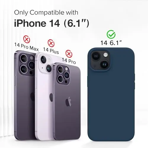 GONEZ Magnetic iPhone 14 uchun g'ilof, Magsafe bilan mos, ekran himoyachisi + kamera himoyachisi, tirnalishga qarshi mikrofiber astar, suyuq silikon zarbaga chidamli himoya g'ilofi, to'q ko'k - 2