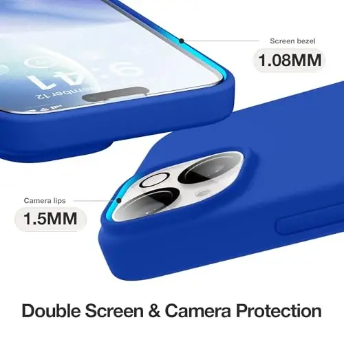 GONEZ Magnetic iPhone 14 uchun g'ilof, Magsafe bilan mos, ekran himoyachisi + kamera himoyachisi, tirnalishga qarshi mikrofiber astar, suyuq silikon zarbga chidamli himoya telefon g'ilofi, qora - 5