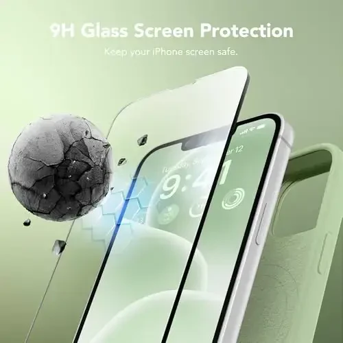 GONEZ Magnetic iPhone 14 uchun g'ilof, Magsafe bilan mos, ekran himoyachisi + kamera himoyachisi, tirnalishga qarshi mikrofiber astar, suyuq silikon zarbga chidamli himoya telefon g'ilofi, yashil - 6