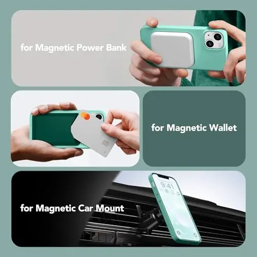 GONEZ Magnetic iPhone 15 uchun gʻilof [Magsafe bilan mos] [1 ekran himoyachisi + 1 kamera himoyachisi], tirnalishga qarshi mikrofiber astarli zarbga chidamli silikon telefon qopqogʻi 6,1