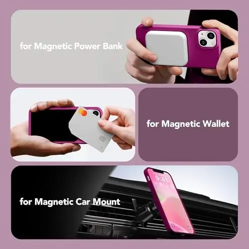 GONEZ Magnetic iPhone 15 uchun gʻilof [Magsafe bilan mos] [1 ekran himoyachisi + 1 kamera himoyachisi], tirnalishga qarshi mikrofiber astarli zarbga chidamli silikon telefon qopqogʻi 6.1