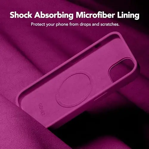 GONEZ Magnetic iPhone 15 uchun gʻilof [Magsafe bilan mos] [1 ekran himoyachisi + 1 kamera himoyachisi], tirnalishga qarshi mikrofiber astarli zarbga chidamli silikon telefon qopqogʻi 6.1