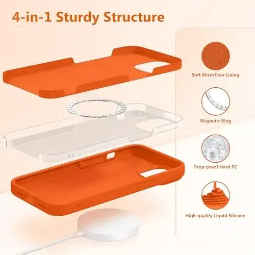 GONEZ Magnetic Silicone for iPhone 15 Plus Case, [Compatible with MagSafe][1X Camera Protector + Screen Protector], Microfiber Lining Shockproof Protective Phone Cover 6.7