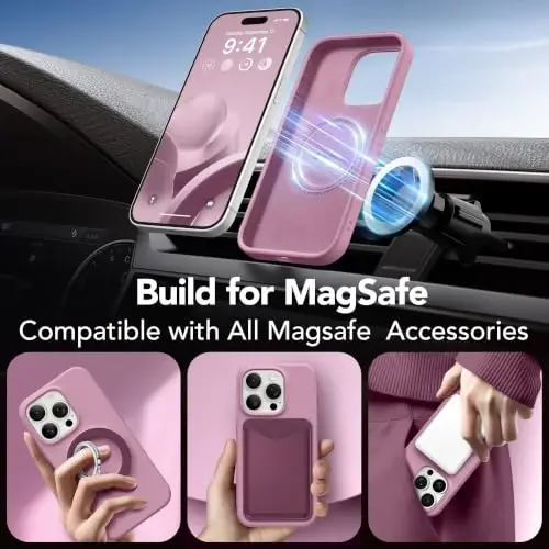 GONEZ Магнитный чехол для iPhone 15 Pro, силиконовый чехол, смородина | Совместимость с MagSafe, кнопкой камеры и защитным экраном, подкладка из микрофибры, 3 слоя, мягкий гель, ударопрочный тонкий 6,1 дюйма - 3