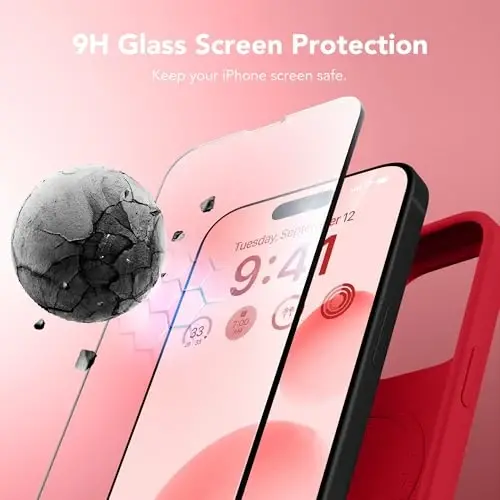 GONEZ Магнитный чехол для iPhone 15 Pro, силиконовый, красный | Совместим с MagSafe, кнопкой камеры и защитным стеклом, подкладка из микрофибры, 3 слоя, мягкий гель, ударопрочный, тонкий 6.1