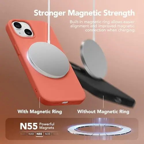 GONEZ Магнитный чехол для iPhone 15 [Совместим с Magsafe] [1 защитная пленка + 1 защита камеры], противоударный защитный силиконовый чехол для телефона с подкладкой из микрофибры против царапин 6.1