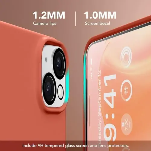 GONEZ Магнитный чехол для iPhone 15 [Совместим с Magsafe] [1 защитная пленка + 1 защита камеры], противоударный защитный силиконовый чехол для телефона с подкладкой из микрофибры против царапин 6.1