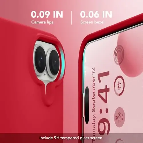 GONEZ Магнитный чехол для iPhone 16, силиконовый чехол, красный | Совместимость с MagSafe, кнопкой камеры и защитным экраном, подкладка из микрофибры, 3 слоя, мягкий гель, ударопрочный, тонкий, 6,1 дюйма - 2