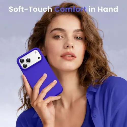 GONEZ Магнитный чехол для iPhone 17 Pro, силиконовая накладка, кобальтово-синий | Совместим с MagSafe, кнопкой камеры и защитным экраном, подкладка из микрофибры, 3 слоя, мягкий гель, ударопрочный тонкий 6,3