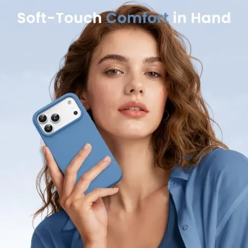 GONEZ Магнитный чехол для iPhone 17 Pro, силиконовый чехол, озёрно-голубой | Совместим с MagSafe, кнопкой камеры и защитным экраном, подкладка из микрофибры, 3 слоя, мягкий гель, ударопрочный, тонкий, 6,3 дюйма - 6