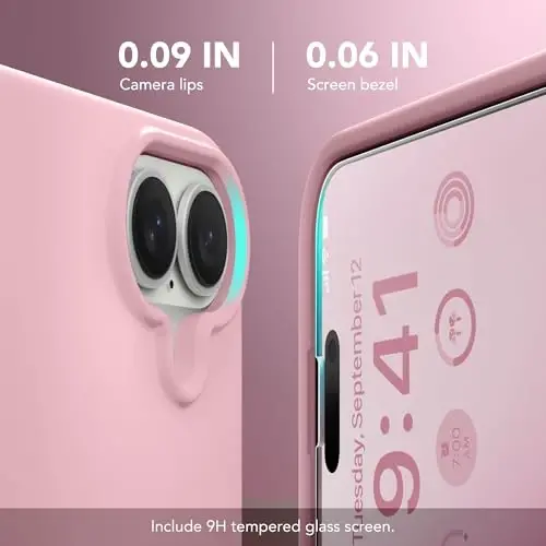 GONEZ Магнитный чехол для iPhone 17, силиконовый чехол персиково-розовый | Совместимость с MagSafe, кнопкой камеры и защитным экраном, подкладка из микрофибры, 3 слоя, мягкий гель, ударопрочный, тонкий, 6,3 дюйма - 1