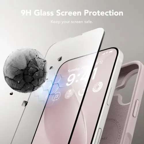 GONEZ Магнитный чехол для iPhone 17, силиконовый чехол, светлое таро | Совместимость с MagSafe, кнопка камеры и защитная пленка, подкладка из микрофибры, 3 слоя, мягкий гель, резина, ударопрочный, тонкий, 6,3 дюйма - 4