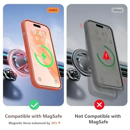 GONEZ Магнитный силиконовый чехол для iPhone 15 Plus, [совместим с MagSafe][1X защита камеры + защита экрана], противоударный защитный чехол для телефона с подкладкой из микрофибры 6,7