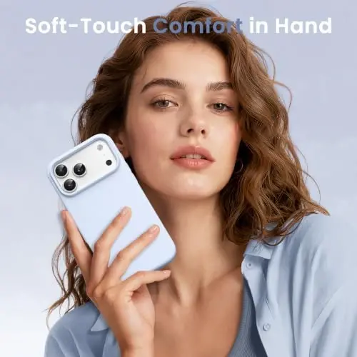 GONEZ MagSafe, Kamera Düğmesi ve Ekran Koruyucu Uyumlu, Bebek Mavisi Silikon Kılıf, iPhone 17 Pro Max için Manyetik Kılıf, Mikrofiber Astar, 3 Katmanlı Yumuşak Jel Kauçuk Darbeye Dayanıklı İnce 6,9
